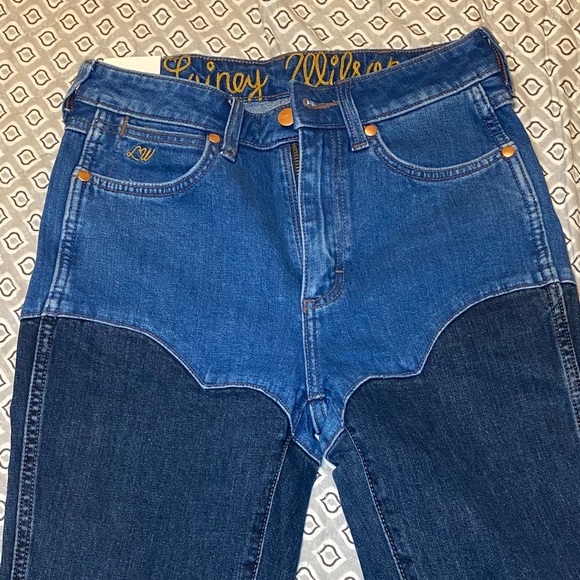 Wrangler High Rise Two-Tone Blue Jeans - Picture 3 of 5